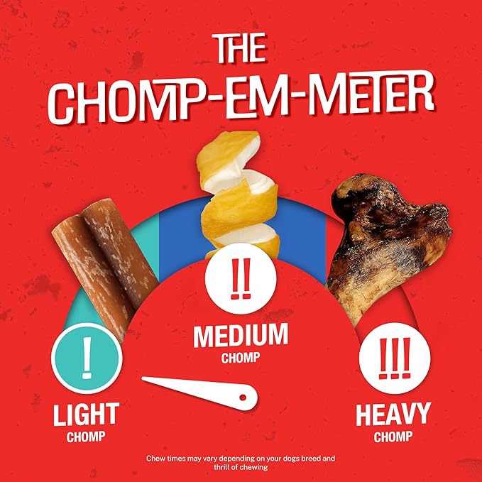 CHOMP 'EMS Five Flavor Kabobs Dog Treats - Beefhide Chewstick - High Protein Dog Chews, 24 Count, 16 oz,454g