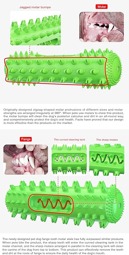 Dog Chew Toys for Aggressive Chewers, Dog Toothbrush Care Cleaning Stick, Puppy Toothing Chew Toy for Small Middle Dog (Green)