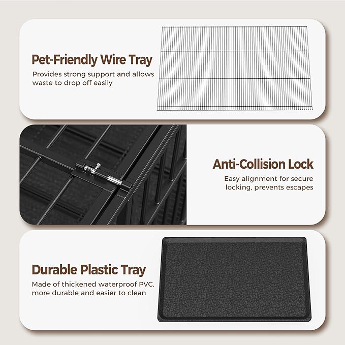 38" Heavy Duty Dog Crates for Small Dogs, Escape Proof, Upgraded 4 Lockable Wheels, Removable Door, Dog Kennel Indoor, Max Load 300Lbs, Easy to Clean, Medium Dog Crate for High Anxiety Dogs