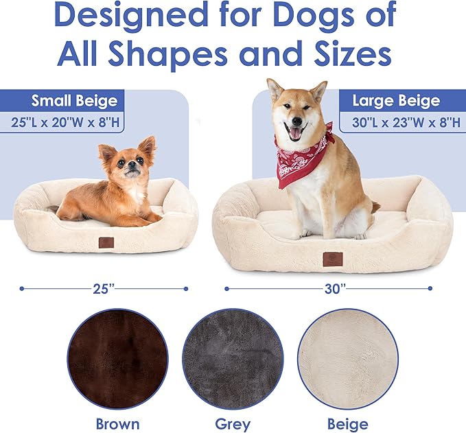 American Kennel Club Cuddler Pet Bed with Low-Profile Entrance – 25" Plush Dog Bed for Small Breeds, Ultra-Soft Washable Bed with Non-Slip Bottom, Durable High-Loft Filling, Beige