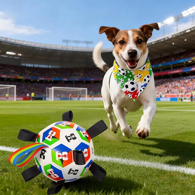 World Cup Soccer Ball Dog Toy, Durable and wear-Resistant, Suitable for Both Cats and Dogs, Ideal for Fetch Training, tug-of-war Games, Entertainment, and chew Toys for Puppies (6 inches).