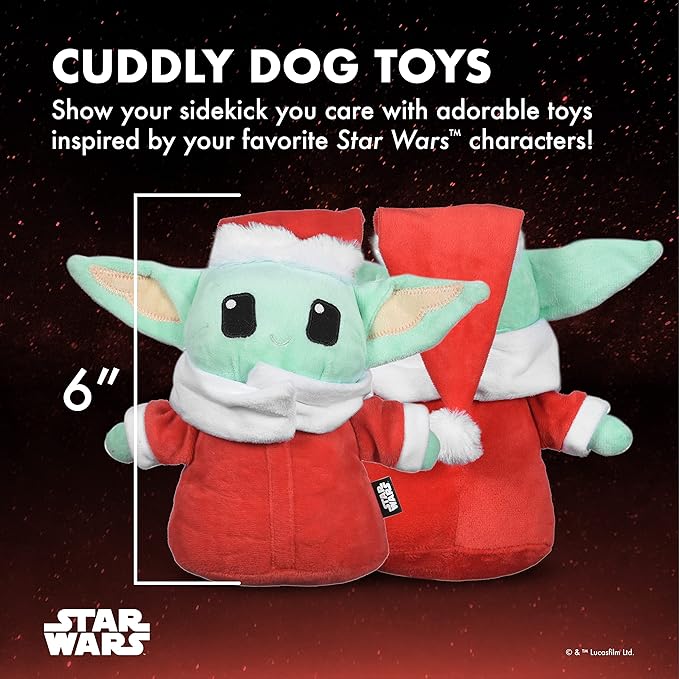 STAR WARS for Pets Dog Toy GROGU Santa Squeaky Dog Chew Toy | Soft Plush Dog Toy, Squeaky Dog Toy | Holiday Dog Toy Plush Toys, The Mandalorian The Child Toy | Small Dog Toy 6" (FF19322-22)