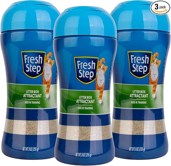Fresh Step Litter Box Attractant Powder, Cat Litter Training Aid to Encourage Litter Box Use, Herbal Blend Additive Works with Any Litter Type for Cats and Kittens, No-Mess Bottle, 9 Ounce - 3 Pack