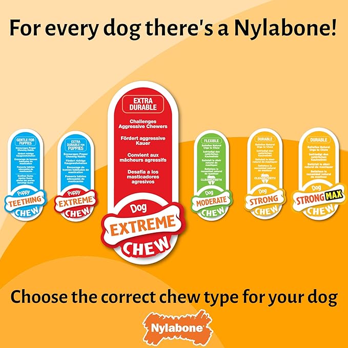 Nylabone, Extremely Strong Chewing Effect, Interactive Chew Toy with Rolling Bone, Bacon Flavour, Large - for Dogs up to 23 kg