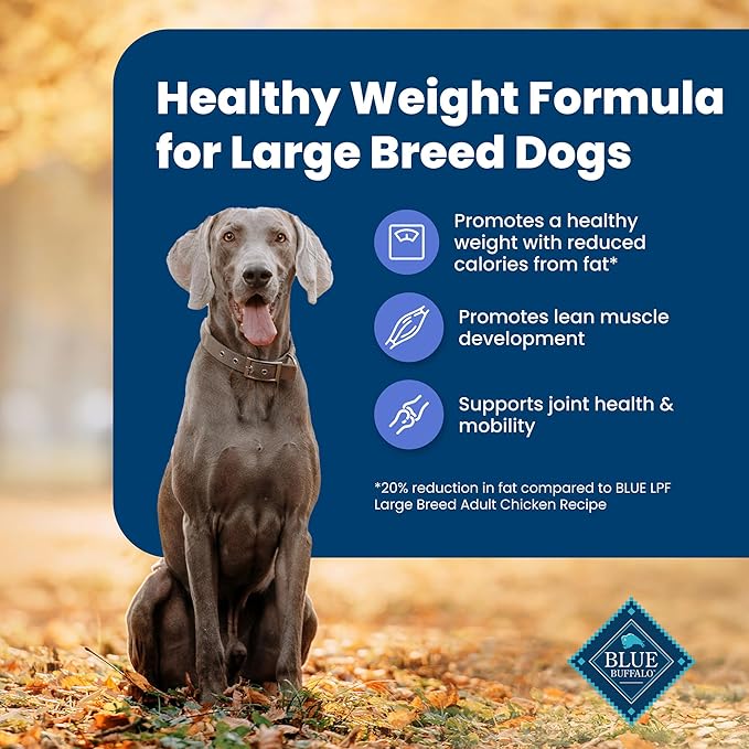 Blue Buffalo Life Protection Formula Healthy Weight Large Breed Adult Dry Dog Food for Weight Control, Made with Natural Ingredients, Chicken & Brown Rice Recipe, 34-lb Bag