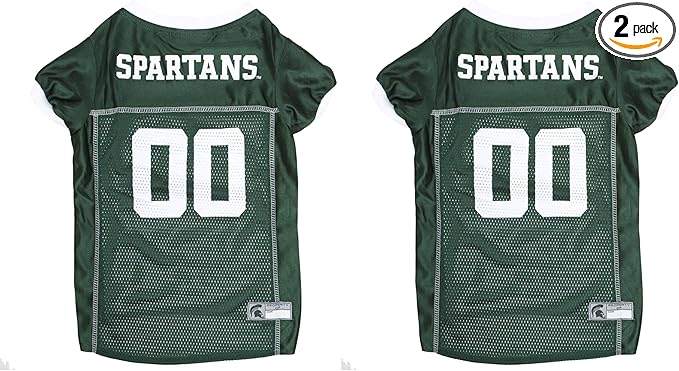 Pets First NCAA College Michigan State Spartans Mesh Jersey for Dogs & Cats, Size XX-Large, Licensed Dog Jersey with Your Favorite Football/Basketball College Team (Pack of 2)