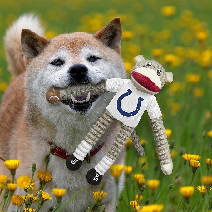 Littlearth NFL Unisex NFL Sock Monkey and Flying Disc Pet Toy Combo Set