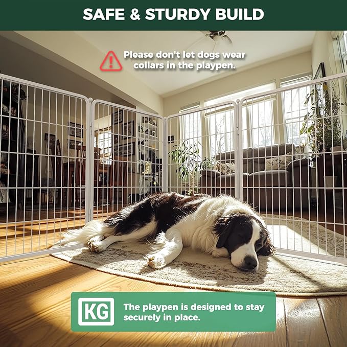 FXW Homeplus Unleashed Indoor Dog Playpen - Stress-Free and Safe Play, Heavy Duty 40 Inch 16 Panels Dog Pen with Connectors (Pack of 2) for Medium and Large Dogs, White│Patented