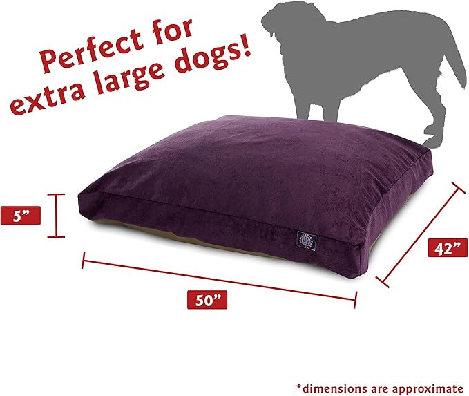 Majestic Pet Villa Rectangle Dog Bed Washable – Non Slip Comfy Pet Bed – Crate Bed with Removable Washable Cover – Kennel Bed for Sleeping, Polyester Fiber, X-Large, Aubergine