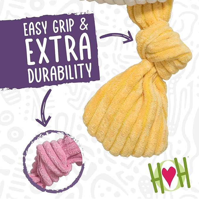 HuggleHounds Knottie Plush Dog Toy - Dog Stuffed Animal Toy, Puppy Toys, Squeaky Dog Toy for Small, Medium & Large Dogs, Durable Plush to Keep Them Busy - Rainbow Unicorn, Large