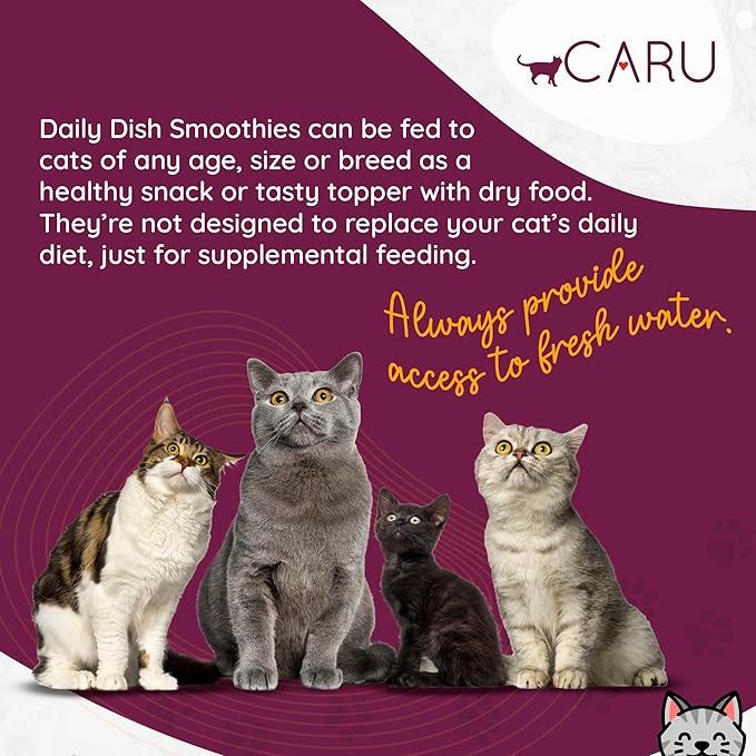Caru - Daily Dish Smoothies - Lickable Chicken Cat Treat - 4 Pouches Per Pack - Pack of 6