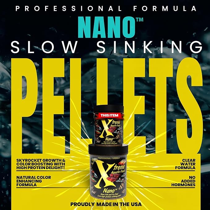 Xtreme Nano 0.5mm Sinking Pellets – High-Protein Fish Food for Nano & Community Fish, Krill-Based Formula for Color, Immune Support, and Vitality – Complete Nutrition for Small Aquarium Species (5oz)