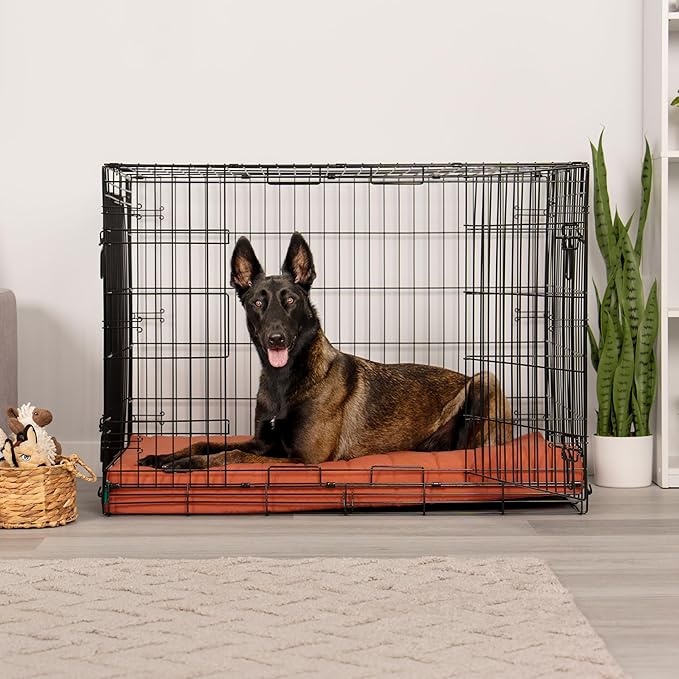 Furhaven Orthopedic Dog Bed – Puffy Quilted Foam Mattress with Removable Washable Cover, Soft & Supportive for Kennels & Crates - X-Large, Rust