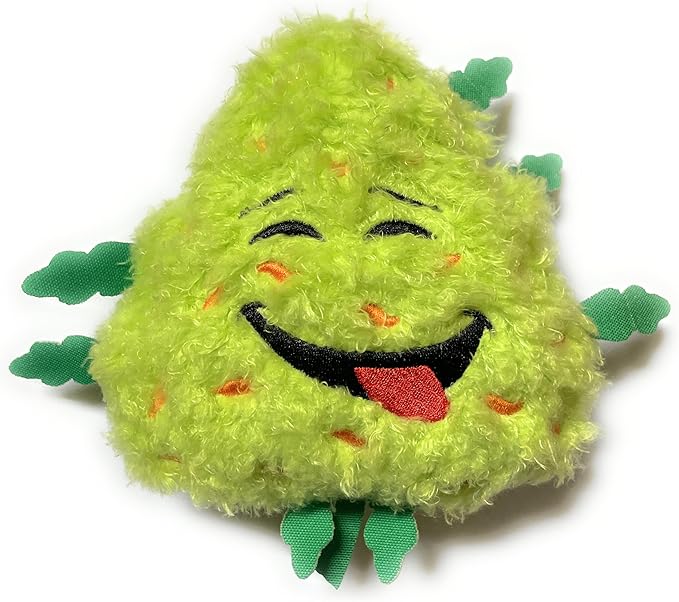 Bud the Weed Nug, Funny Squeaky Dog Toy, Cute Stuffed Parody Pot Nug, Cool Plush 420 Novelty Gift for Pets & Their Owners, Sized for Puppies & Small, Medium & Large Breeds