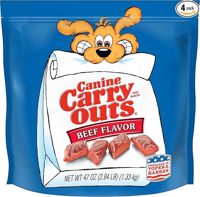 Canine Carry Outs Beef Flavor Dog Treats, 47 Ounce Bag (Pack of 4)