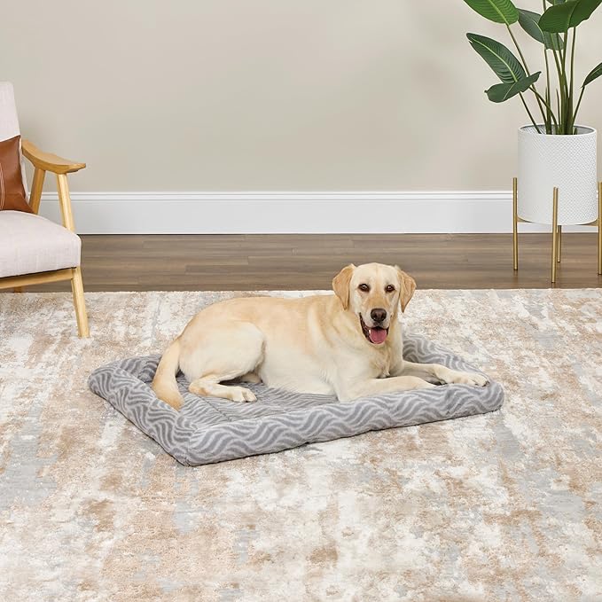 MidWest Homes for Pets QuiteTime Deluxe Wave Bolster Bed for Large Dogs; Easily Machine Wash and Dry; Gray; 42"; 40242-WVGY