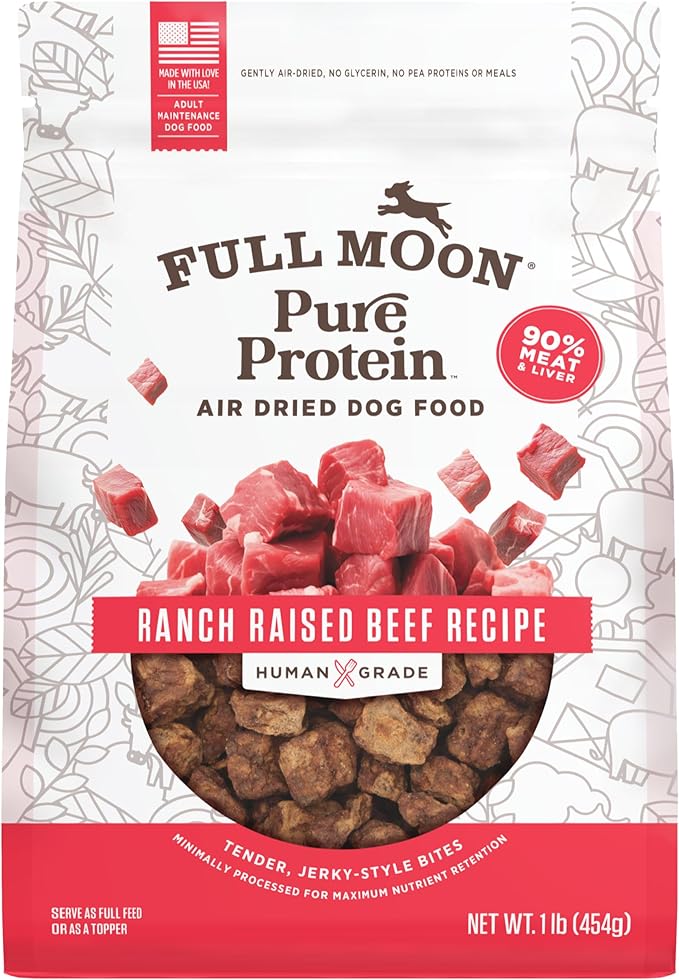 Full Moon Pure Protein Air Dried Dog Food Ranch Raised Beef Recipe 1lb