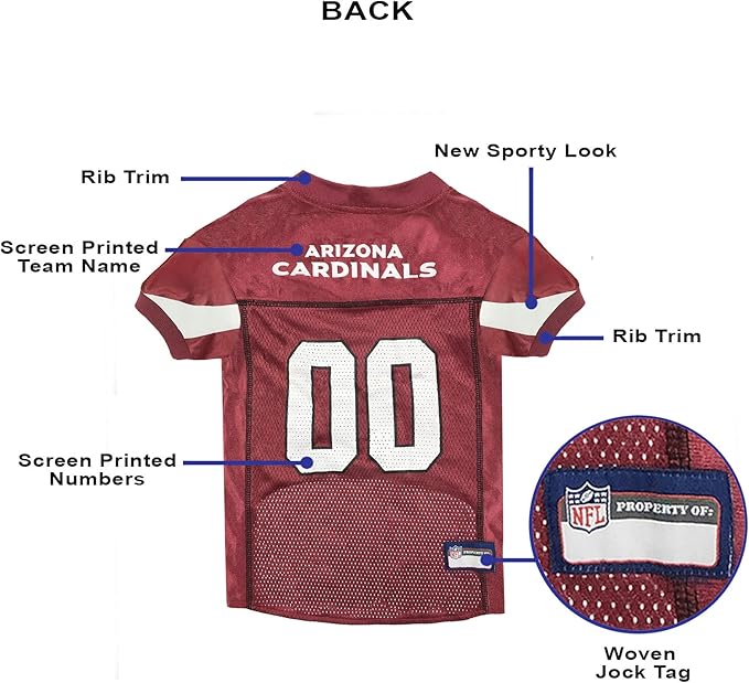 NFL Arizona Cardinals Dog Jersey - X-Small, Football Jersey Costume for Dogs & Cats