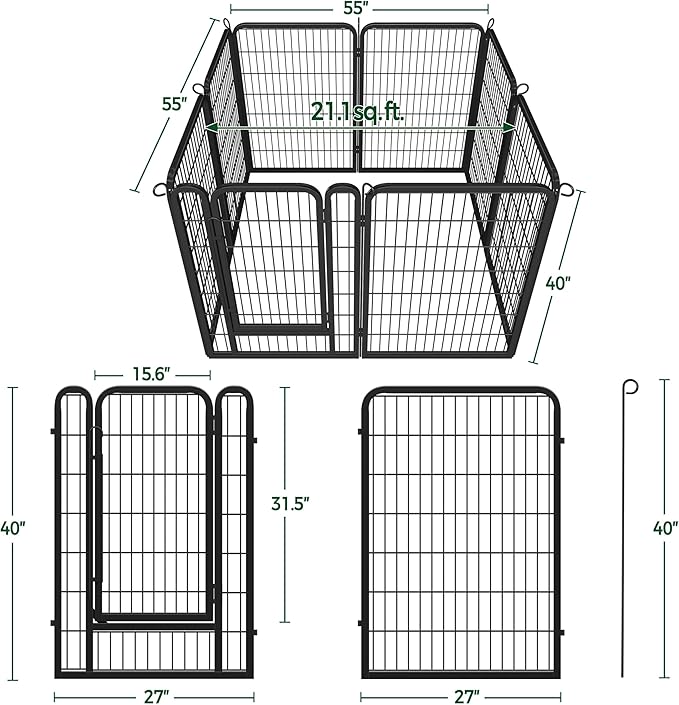Topeakmart Unleashed Dog Playpen 40 inch 8-Panel Portable Pet Fence for Small/Medium/Large Dogs | Indoor, Outdoor, Yard & RV Camping Use