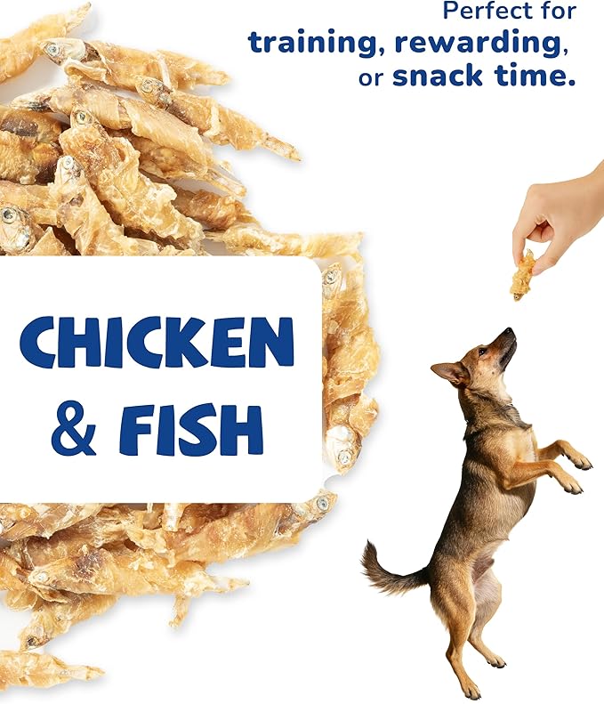 PAWUP Dog Treats Chicken & Fish, High in Protein and Omega-3, for Large Small Dogs, 10.5 oz
