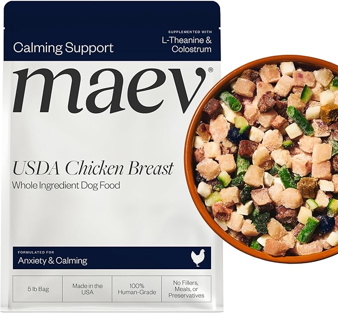 Maev Human-Grade Chicken Dog Food, Anxiety & Calming Formula, Whole Ingredient, Gluten-Free, High Protein Puppy & Dog Food, 5 lb