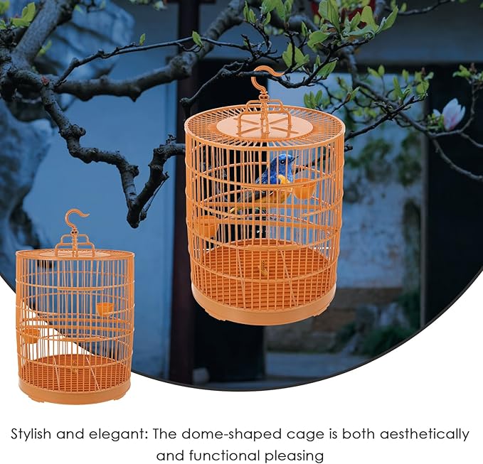 Kisangel Hanging Plastic Bird Cage for Small Pets with 30cm Round Top, Decorative Hanging Birdhouse Suitable for Parakeets, Cockatiels, and Small Birds Indoor Use