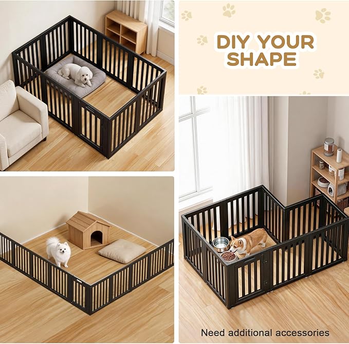 Dog Playpen, Clear Dog Pen, Dog Pen Indoor, Easy to Install and Remove Dog Play Pen, Puppy Playpen Suitable for Dogs, Cats,Dog Playpen Indoor(Black, 23.6 inch Height, 10 Panels)