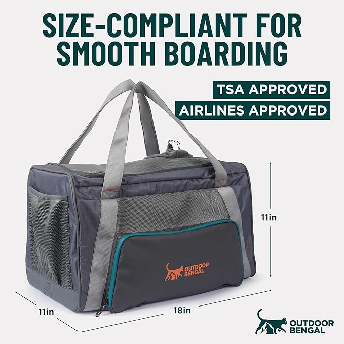 OutdoorBengal Zeppelin™ Airline-Approved Large Cat Carrier Soft – TSA-Approved Pet Carriers with Top Opening for Plane and Car Travel – Kittens or Small Dog Carrier (Creme)