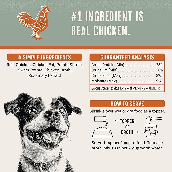 BEAUMONT BASICS Flavors Dog Food Topper, Freeze-Dried, Grain-Free, (3 Pack), 3.1 oz - Chicken Recipe