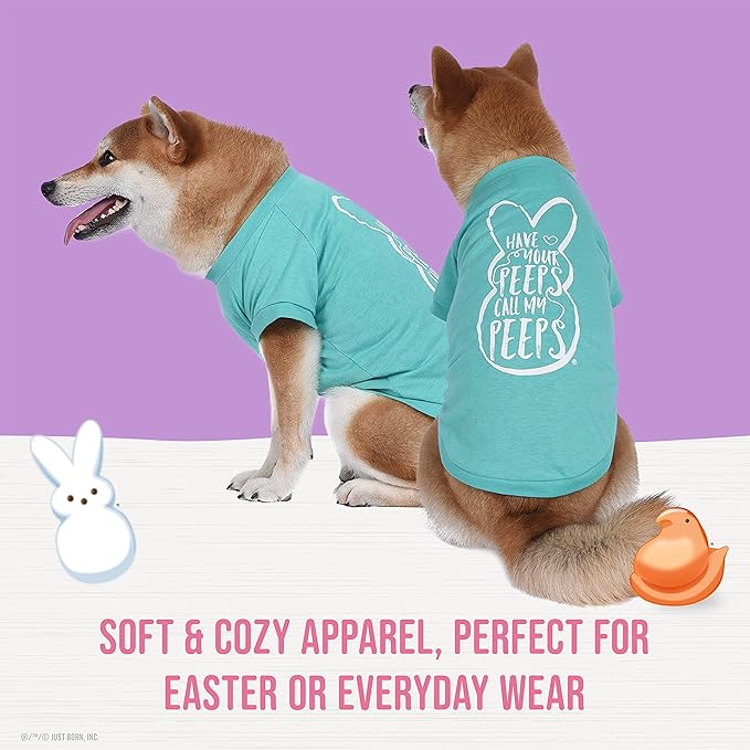 Peeps Dog T-Shirt | Teal Blue, Size X-Small | Officially Licensed Peeps for Pets Pet Dog Clothing