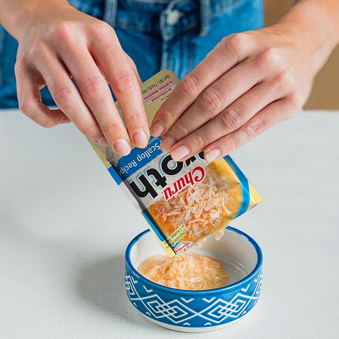 INABA Churu Broth for Cats, Side Dish Pouch, 1.4 Ounces per Pouch, 24 Pouches, Chicken Variety