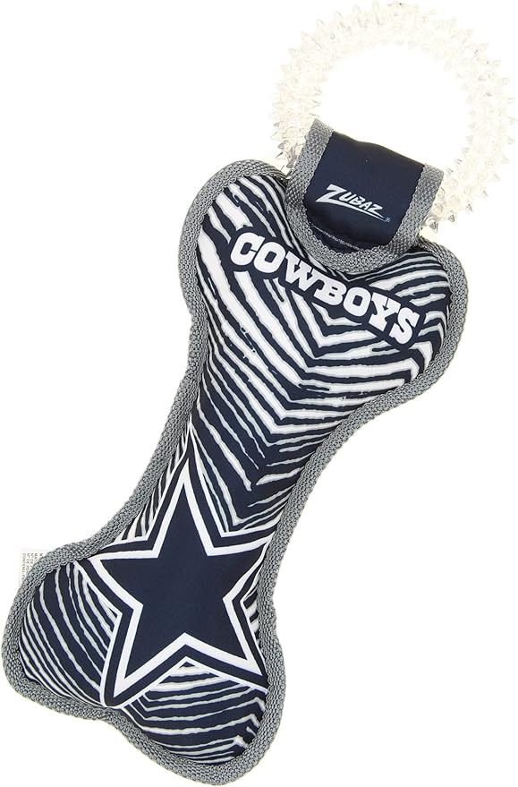 Zubaz NFL Team Logos and Colors Ring Tug Toy with Squeaker for Dogs, Dallas Cowboys