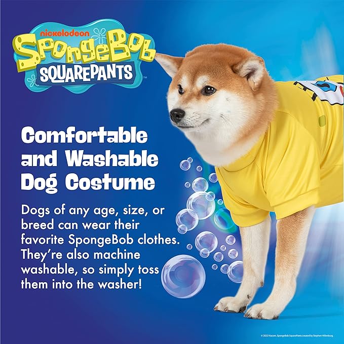 Spongebob Squarepants for Pets Halloween Tee & Shorts for Dogs - Fun and Cute Halloween Costumes for Dogs - Officially Licensed Spongebob Squarepants Pet Products, Spongebob Dog Outfit