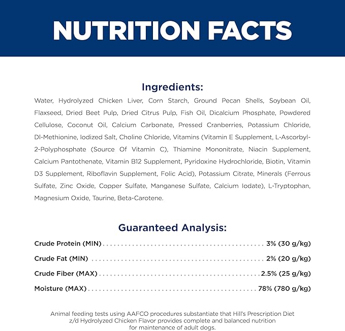 Hill's Prescription Diet z/d Skin/Food Sensitivities Wet Dog Food, Hydrolyzed Chicken, 5.5 oz. Cans, 24-Pack