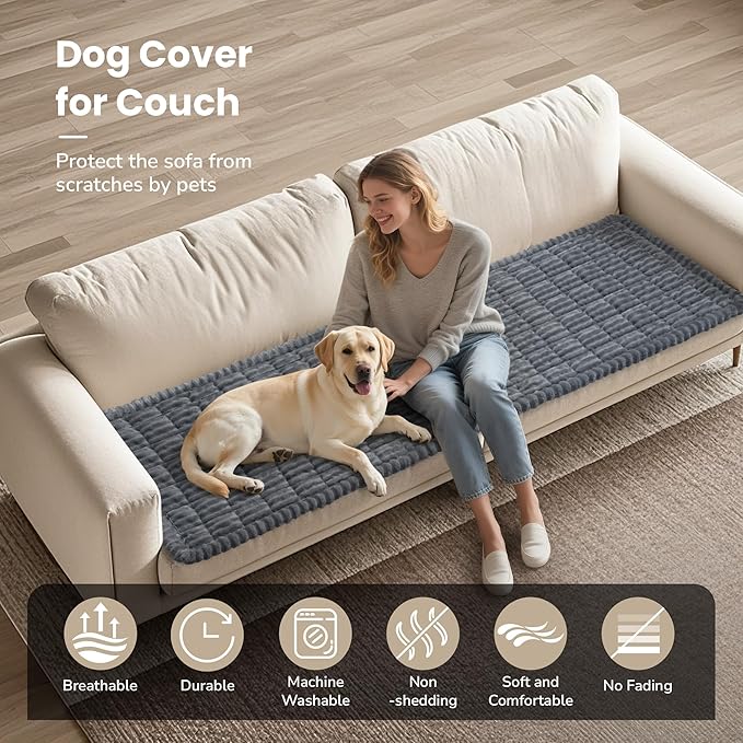 PIGLOG Couch Cover for Dogs Washable, Non-Slip Pet Couch Covers for Sofa, Durable Dog Couch Cover Protector, Fuzzy Sofa Slipcovers for Dog, Pet Friendly