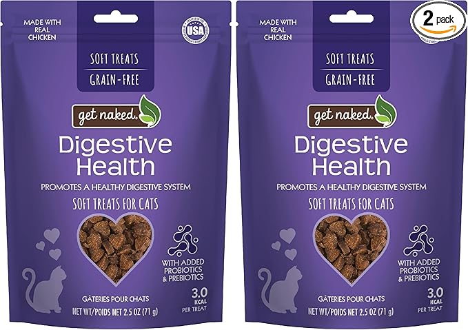 Get Naked 1 Pouch Furball Relief Soft Treats for Cats, 2.5 Oz (Pack of 2)