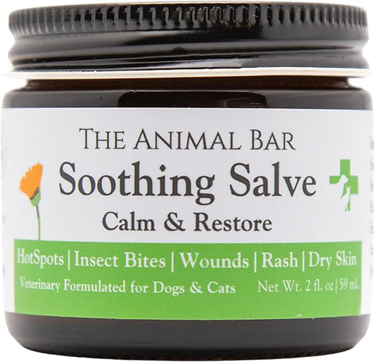 Organic Soothing Salve for Dogs & Cats – Lick-Safe First Aid Wound Care & Skin Healing with Beeswax & Calendula | Cracked Paws, Noses, Hot Spots, Itchy Skin & Minor Wounds | 2oz