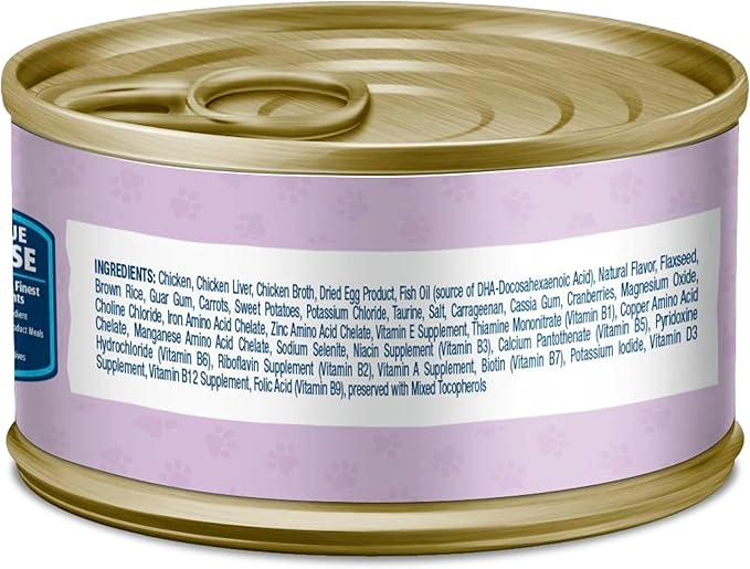Blue Buffalo Baby Blue Natural Kitten Wet Cat Food,Healthy Growth Formula with DHA,Chicken Recipe Multi-Pack,3-oz Cans,(Pack of 48)