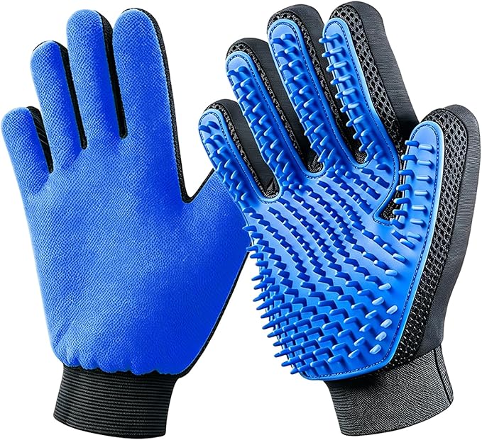 Pet Hair Removal Glove for Dogs & Cats Newly Upgraded Dual-Sided Dual-Function Reusable Electrostatic Pet Hair Glove Pet Hair Remover Tool for Clothing Couch Bed Carpet Car Seat 1 Pair (Blue)