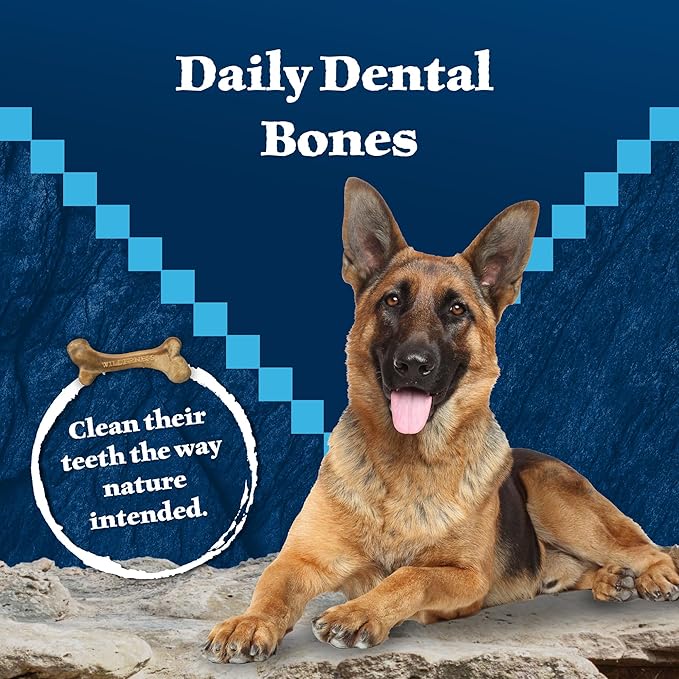 Blue Buffalo Wilderness Wild Bones Grain-Free Dental Chews Dog Treats, Large, 27-oz Bag, (Pack of 2)