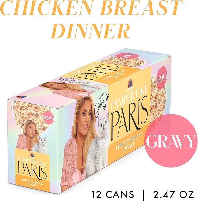 Weruva Paris Hilton Pamper Like Paris Natural Grain Free Wet Cat Food, Chicken Breast in Gravy, 2.47oz Can (Pack of 12)