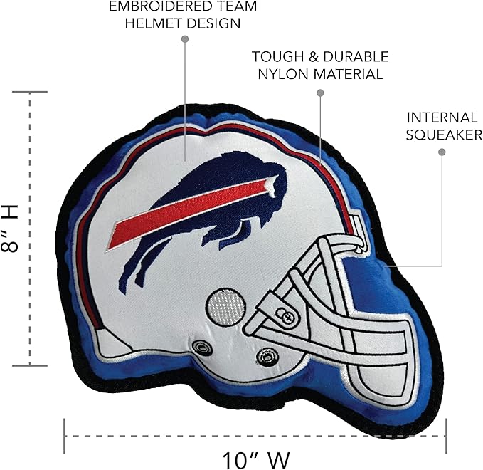 The 1st Ever Tough but Smooth Dog Toy NFL Buffalo Bills Football Helmet Tough Pet Toy. A Premium Quality Doggie Toy with Built-in Squeaker. Sports Fans Favorite Chew Toy