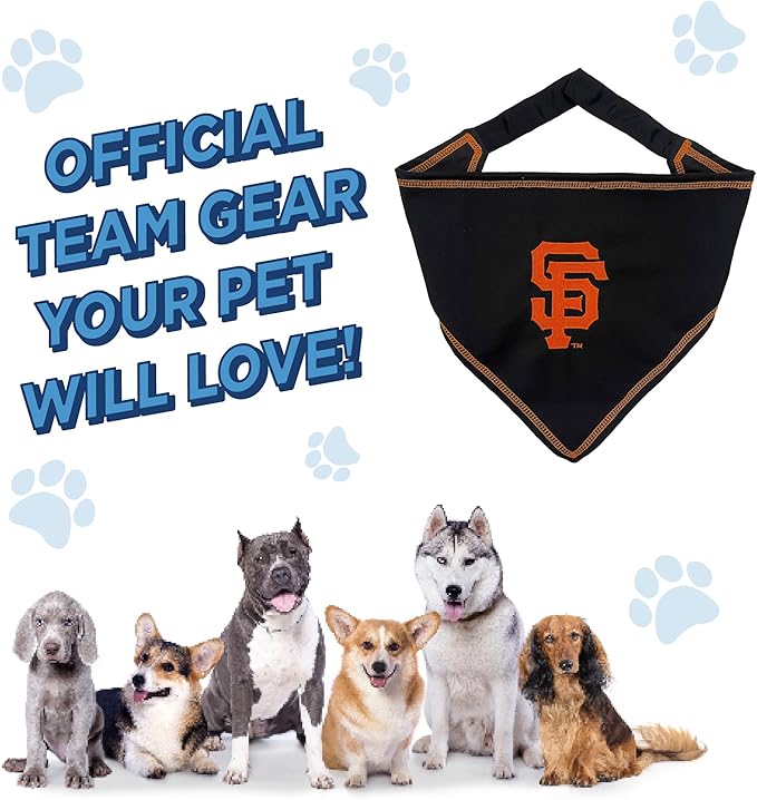 Pets First MLB SAN Francisco Giants TIE Bandana, Large/X-Large. Dog Bandana Scarf Bib for Pet Cat Dog. The Ultimate Game-Day, Party Bandanna, Birthday Event
