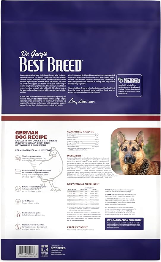 Best Breed Dr. Gary’s German Dog Diet, Digestive Health & Skin Support, 28 lb Bag