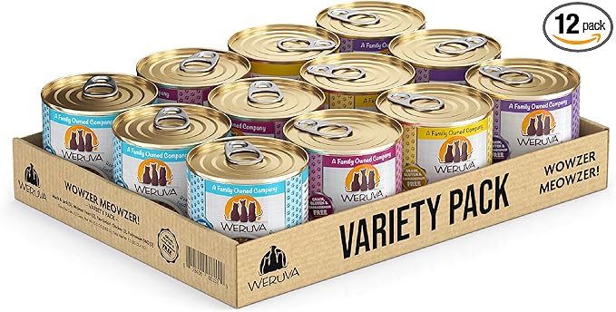 Weruva Classic Cat Food, Wowzer Meowzer Variety Pack, 10oz Cans (Pack of 12)