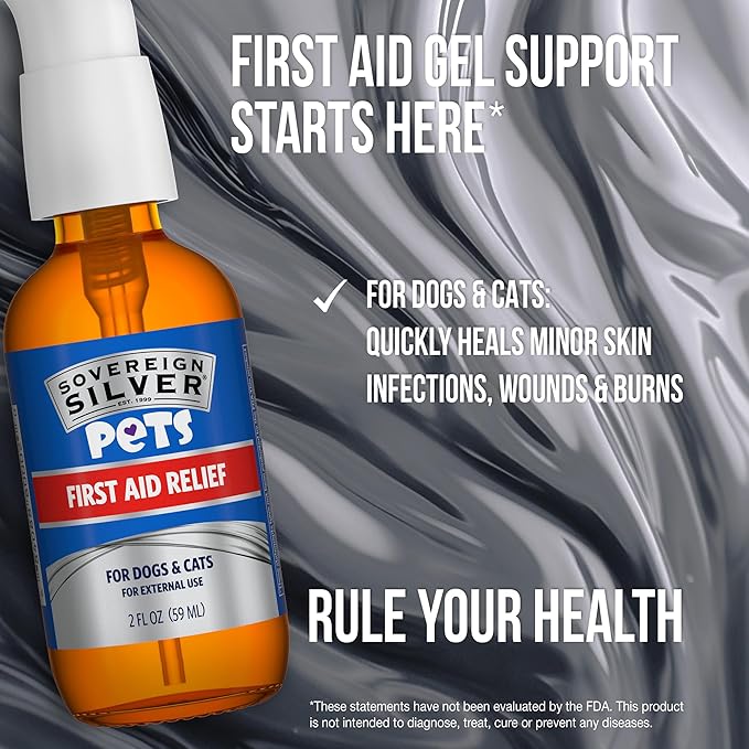 Sovereign Silver Pets First Aid Gel - Topical Skin Care Gel for Dogs and Cats with Pump, Argentum Metallicum - 2 fl oz (59mL)