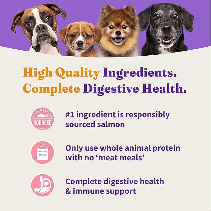 Halo Holistic Dog Food Wild Caught Salmon & Whitefish Formula, Healthy Grains Dry Dog Food, Complete Digestive Health, Kibble for Adult Dogs, 10 lb Bag