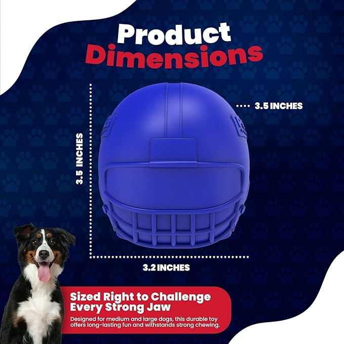 Helmet – Indestructible Dog Toy for Aggressive Chewers – Durable Rubber Football Helmet for Chewing & Play – Supports Dental Health – Pet-Safe & Made in USA (3.5 x 3.5 x 3.25 Inches)