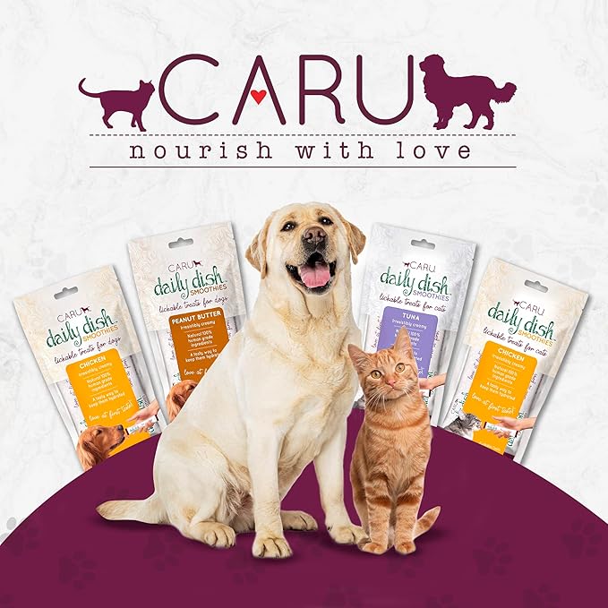 Caru - Daily Dish Chicken Smoothies - Lickable Treat for Cats - Supports Pet Hydration - Wet Cat Food/Meal Topper - Traceable Ingredients - Wheat, Corn & Soy Free - Non-GMO - 0.5 oz - 4 Tubes