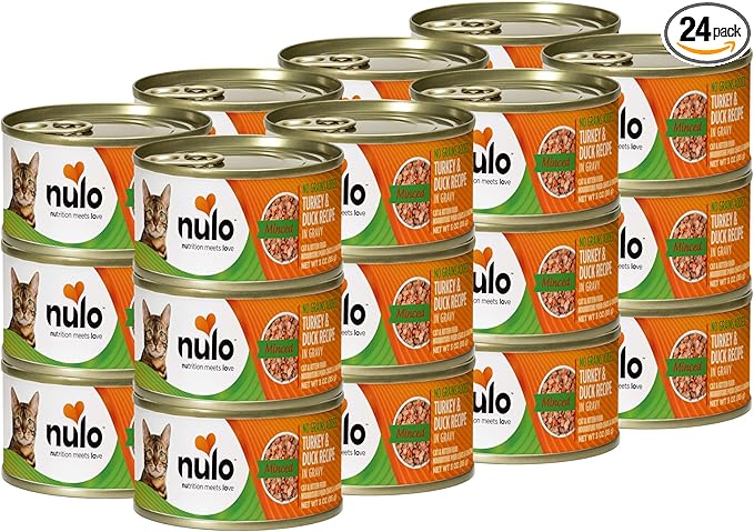 Nulo Canned Wet Cat Food - Minced Turkey & Duck Recipe in Gravy, High Protein Grain-Free Cat Food for Indoor & Outdoor Kittens and Adults, 3oz Cans (24 Pack)